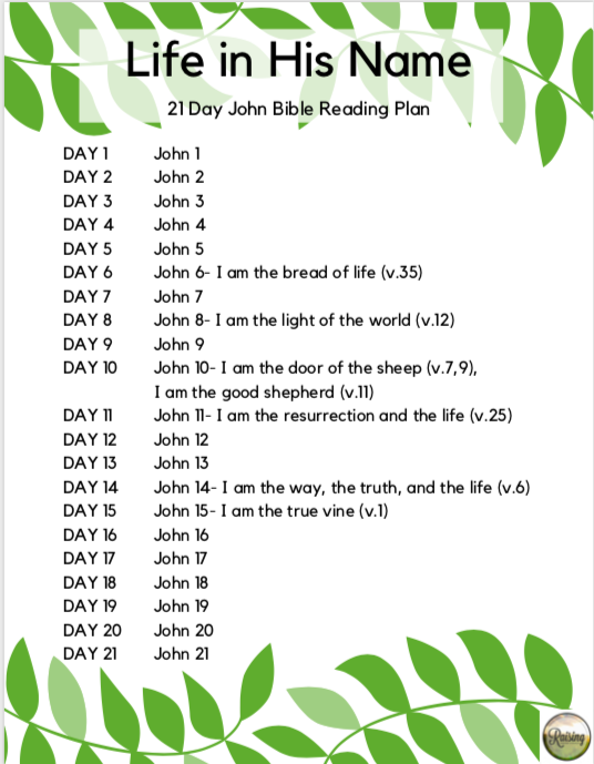 John Bible Reading Plan Raising Everyday Disciples